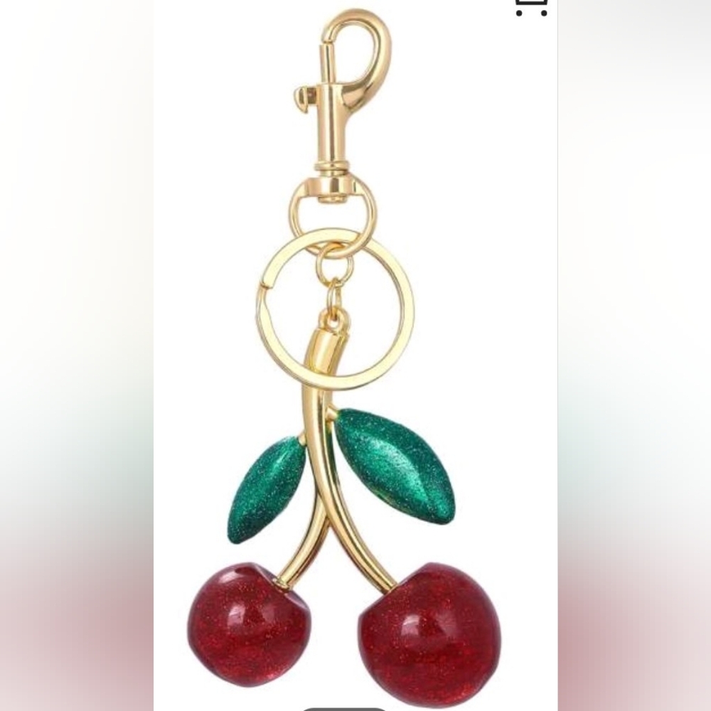 Cherry charm handbag accessories keychain key ring red
